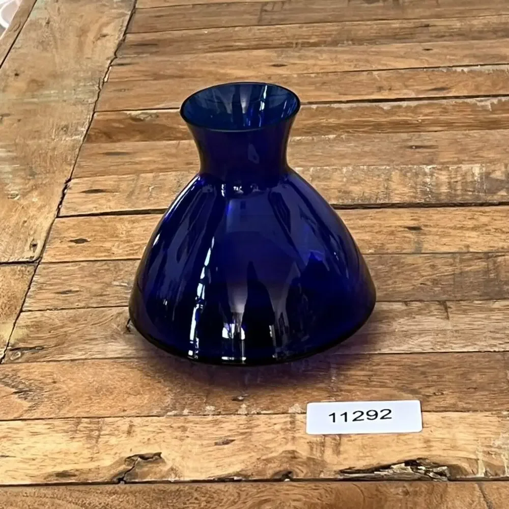 Vintage Cobalt Blue Hand Blown Glass Vase Flared Neck 5.5”